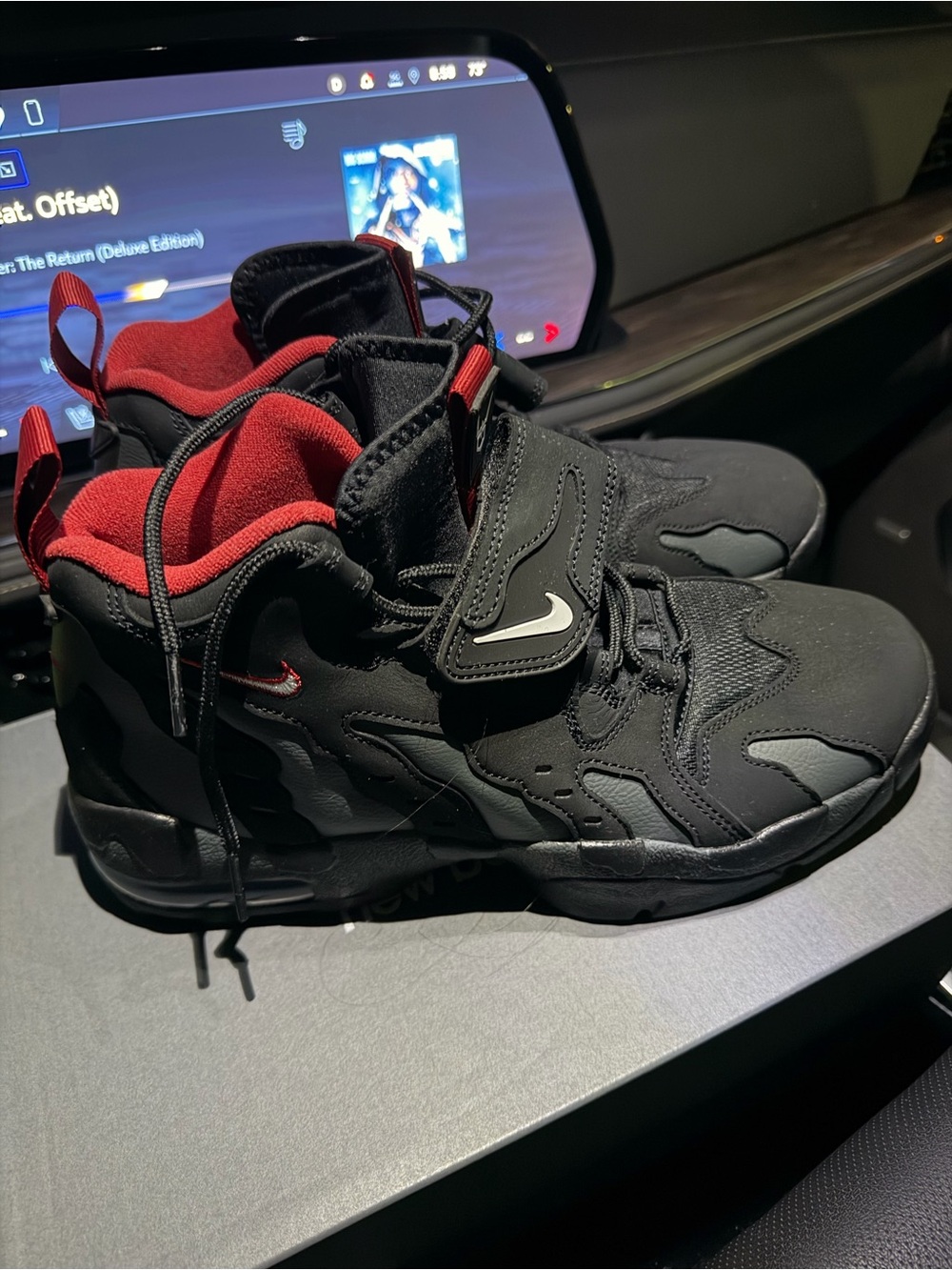 Men’s Nike' Black and Red Mid-Top Sneakers
